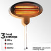 Outdoor Wall Mounted Quartz Electric Garden Patio Heater 2000W 3 Power Settings