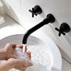 Brass Wall Mounted Basin Matte Black Faucet Bathroom Mixer Tap Rotation Spout