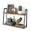 Wood Wall Shelf Bookshelf Rustic Metal Floating Hanging Shelves Kitchen Shelving