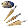 3pcs LARGE HSS STEP CONE DRILL TITANIUM BIT SET HOLE CUTTER + STORAGE POUCH