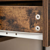 Entryway Console Table Desk with Drawers, Glass Shelf, 3D Wood Grain