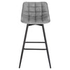2x Barstool Breakfast stool Metal+leather Counter Bar Chair Faux Bar Stool grey