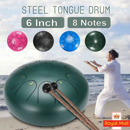 6 Inch 8 Notes Steel Tongue Drum Handpan Hand Drums Tankdrum with Drum Mallet UK