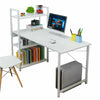 Corner Computer Desk H-shaped PC Laptop Table Home Office Workstation +4 Shelves
