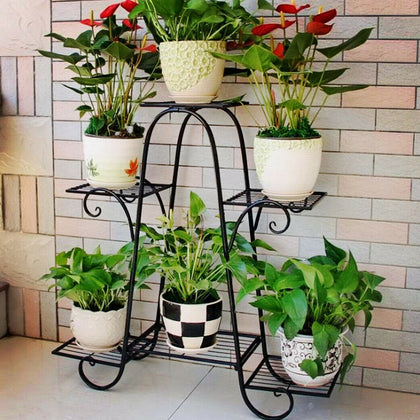 6 Tier Metal Plant Stand Decorative Planter Holder Flower Pot Shelf Garden Rack