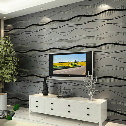 5.3sqm 3D Strips Wall Panels Wallpaper Decal Grey Embossed Wall Backdrop Decor