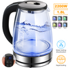 1.8L Electric Kettle Glass Temperature Control 7 Colors Change LED Fast Boiling