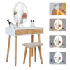 White Dressing Table Stool Set Makeup Vanity Unit LED Lighted Mirror w/Drawers