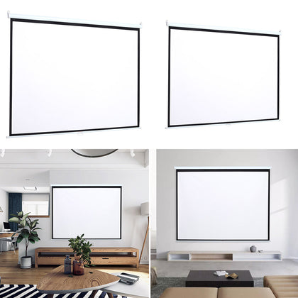 60-100 Inch Manual Pull Down Projection Projector Screen Home Cinema Theater 4:3