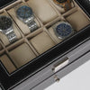6-24 Grid Slots Watch Box Leather Display Glass Top Jewelry Storage Case