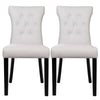 2/4x Faux Leather Diamond Button High Wing Back Dining Room Chairs Wood Leg Cafe