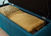 OTTOMAN STORAGE UNIT BLANKET BOX HOPSACK FABRIC BENCH STOOL TEAL