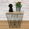 Retro Side Table Baskets Marble Wood Top Storage Basket Tables Home Furniture