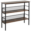 3-Tier Industrial Style Storage Display Shelf Metal Frame Adjustable Feet Brown