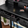Dressing Table,3 Mirror & Stool Set (7 Drawer) Bedroom vanity Makeup Desk Black