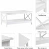 Side Tea Table Wood Coffee Table Modern X Designed Shelf for Living Room Teapot