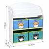 Children Toy Storage Unit with 4 Fabric Removable 3 Tier Kids Bookshelf Wooden