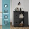 Bathroom Floor Cabinet Storage Cupboard Organizer W/Adjustable Shelf & 4 Drawers