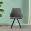 2x Grey&Brown Dining Chairs Set PU Faux Leather Padded Metal Legs Accent Chair