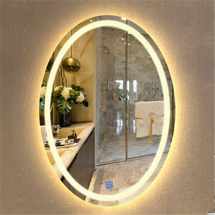 Modern Backlit Round Illuminated LED Bathroom Mirror Wall Mirrors + Demister Pad