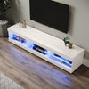 High Gloss 180cm White LED TV Stand Cabinet Unit Stroage Glass Shelves Sideboard