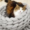 40-55cm Chunky Woven Cat Basket Kitten Pussy Bed Portable Soft Mat Nest -Grey UK