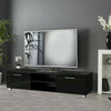 Modern TV Unit Cabinet Black Stand High Gloss Doors 140cm Long With Storage