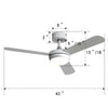 Sliver Metal LED Ceiling Fan Light 3 Dimmable Color Remote Control Bedroom Decor