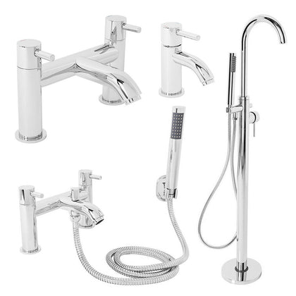 Bathroom Taps Sink Basin Mixer Set Modern MONO Bath Filler Shower Tap Chrome