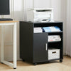 Printer Stand Moveable Filing Cabinet with Storage Shelves Wheels Wood Side Desk