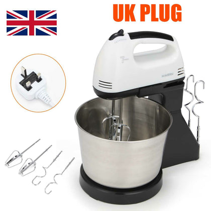 7 Speed Electric Food Stand Hand Mixer Bowl Cake Dough Hook Whisk Beater UK