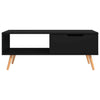 Black Scandinavian Coffee Table Modern Side End Shelf Storage Open Drawer Unit