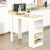 White Breakfast Bar Table Dining Pub Desk Kitchen Furniture 4 Storage Shelves