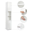 Mondeer Tall Bathroom Cabinet Slim Cabinet w/ 2 High Gloss Doors 6 Shelves White