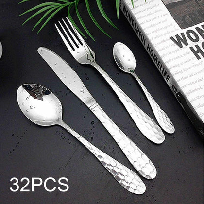 32-Piece Cutlery Set Flatware Stainless Steel Rounded Spoon Edge Dishwasher Safe