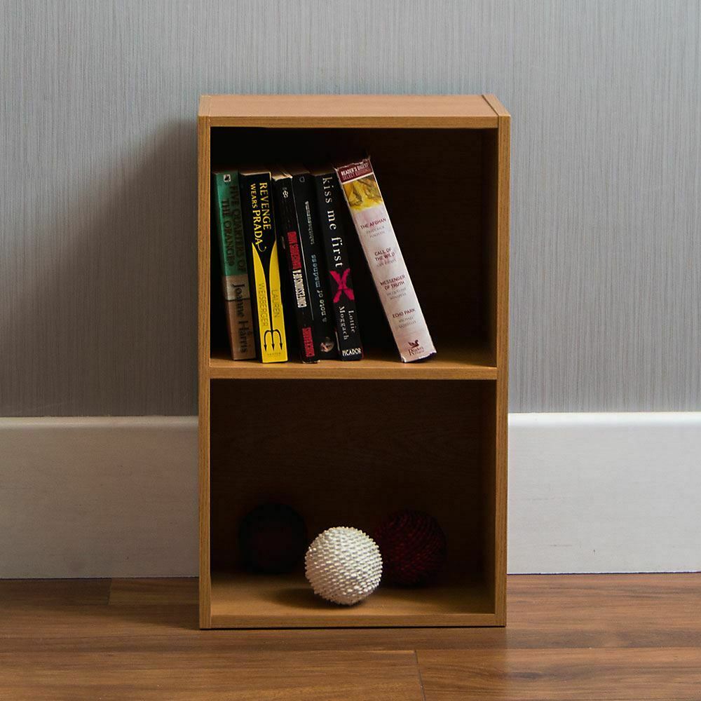 Bookcase 2 Tier Cube Shelf Wood Storage Photo Display Room Furniture Unit
