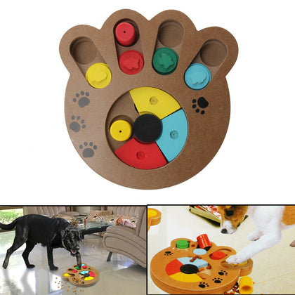 New Pet Dog Wooden Game IQ Training Toy Interactive Food Dispensing Puzzle Plate