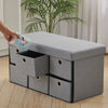 6-Drawer Storage Ottoman Bench Folding Hallway Shoe Bench Window Seat Stool Box