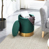 Velvet Round Ottoman Footrest Stool Compact Vanity Seat with/without Storage