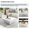 Marble-Look Side Coffee Table Wooden Drawer Storage Modern Living Room Furniture