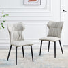 Set Of 2 Beige Dining Chairs Faux Leather Metal Legs Kitchen Room Chair Home