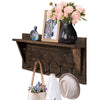 Wall-Mounted Coat Rack Shelf Wooden Hook Rack Entry Display Shelf with 5 Hooks