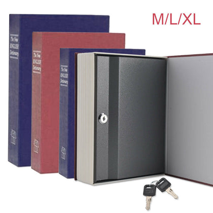 Secret Dictionary Book Safe Money Metal Cash Security Box Lock Hidden Stash Keys