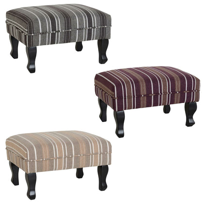 SHERBORNE FOOTSTOOL CUSHIONED REST SEAT BENCH CHAIR STRIPE FABRIC