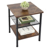 3-Tier Industrial Side End Table Shelves Nightstand Storage Bedroom Unit