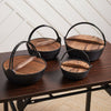 NonStick Cast Iron Pot with Wood Lid Cooking Hanging Stew Souppot Open Fire Pan