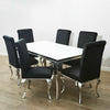 Louis Black Velvet High Seat Dining Chairs with Stainless Steel Chrome Legs Chic