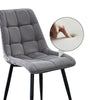 Set of 2 Blue Grey Velvet Dining Chairs Dinning Kitchen Room Metal Leg Padded
