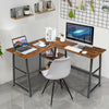L-Shaped Corner Computer Desk Industrial PC Table Workstation W/ 2 Tier Storage