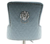 Grey blue Suede Upholstered Bar Chair Stool Gas Lift Swivel LION HEAD KNOCKER (GREY SUEDE)